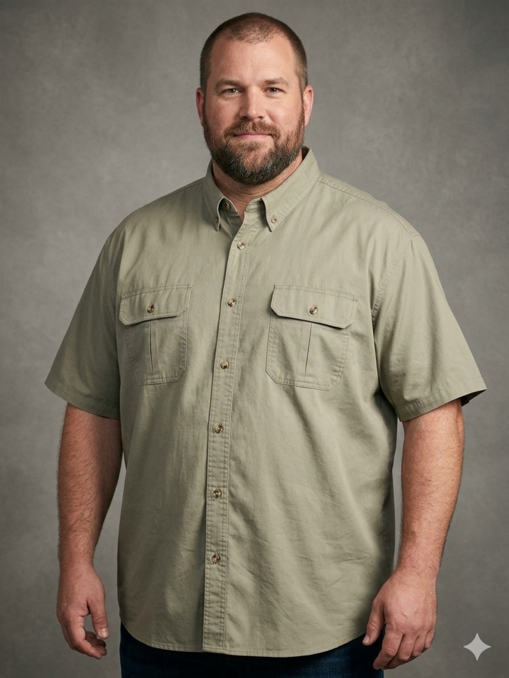 Cabela's Men's Short-Sleeve Button-Down Shirt in Sage Green